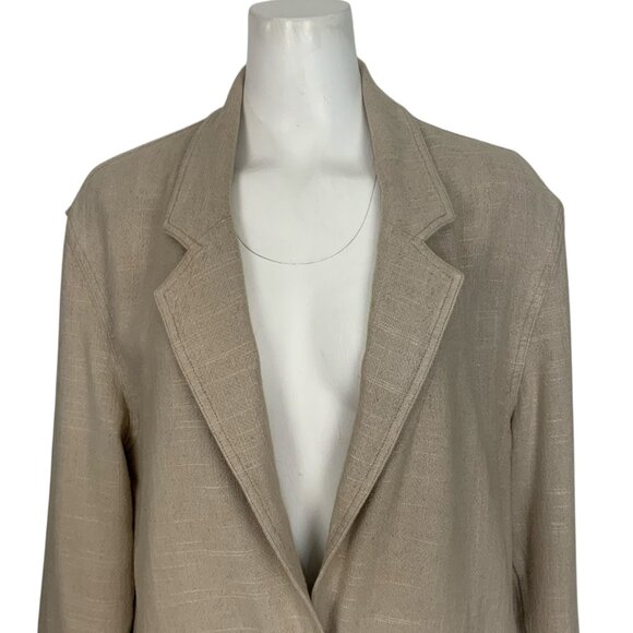 Free People We The Free Beckett Boyfriend Blazer S Cream Linen Blend Relaxed Fit - Picture 7 of 12